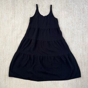 Aritzia Wilfred Free Firefly Black Cotton Gauze Tiered Ruffle Midi Dress M